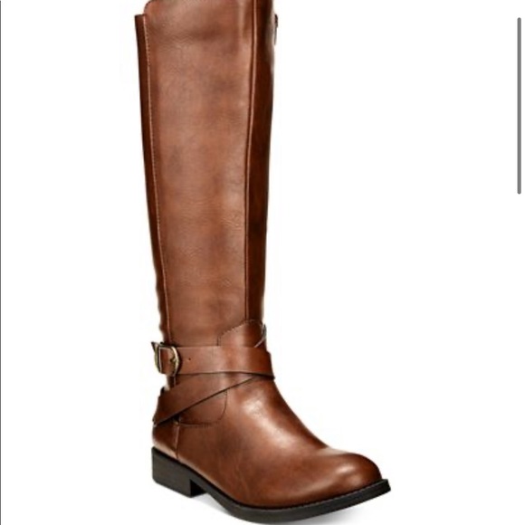 Style & Co Cognac Madixe Wide-Calf Riding Boots - Picture 2 of 8